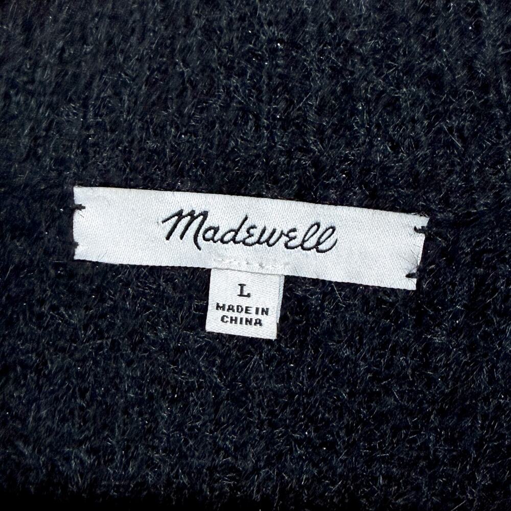 Madewell Women's Large Black Ribbed Funnel Neck Knit Stretch Casual Sweater - Picture 3 of 8